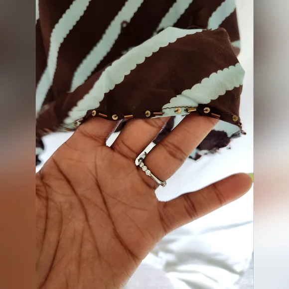 Sunny Leigh Baby blue and brown striped skirt - Picture 9 of 11